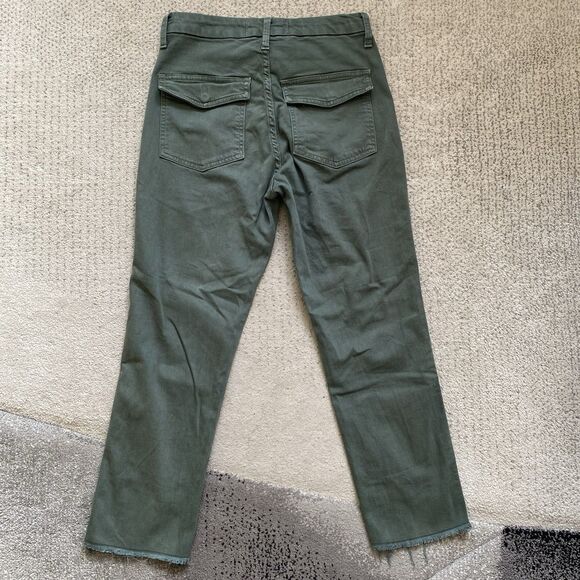 Amo Green Easy Army Trouser Raw Hem Crop Size 24 Made in USA - Picture 2 of 6
